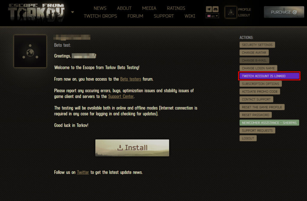 Escape from Tarkov - Twitch mit Account verbinden
